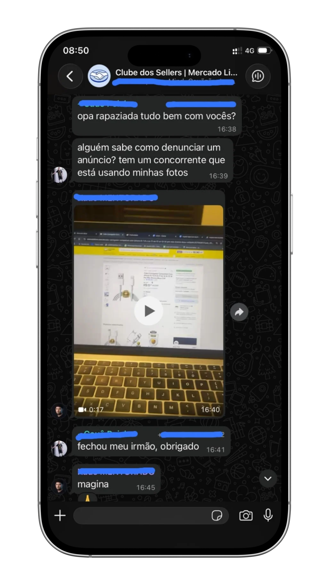 Print em celular de acompanhamento e ajuda aos membros da comunidade