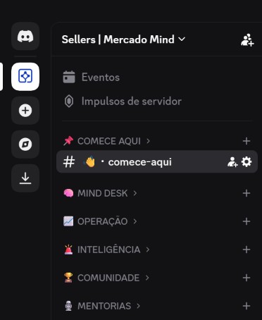 Print dos tópicos do Discord da Comunidade Mercado Mind